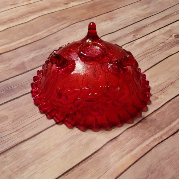 Vintage Red Rose bowl L E Smith co - Picture 8 of 8